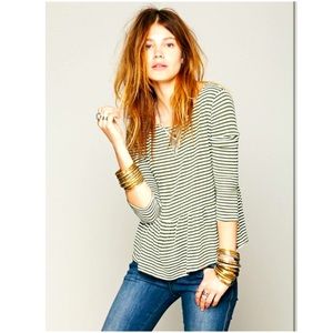 FREE PEOPLE Peplum3/4SleeveTopKnitRoundKnitTop
